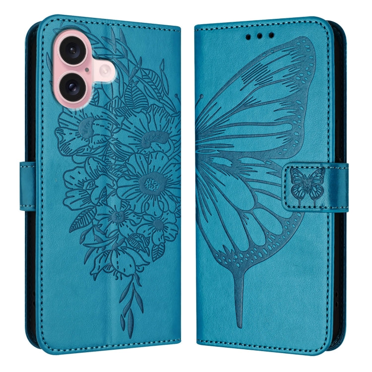 Embossed Butterfly Leather Phone Case, For iPhone 16 Pro Max, For iPhone 16 Pro, For iPhone 16 Plus, For iPhone 16, iPhone 16e, For iPhone 15 Pro Max, For iPhone 15 Pro, For iPhone 15 Plus, For iPhone 15, For iPod Touch 7 / 6 / 5