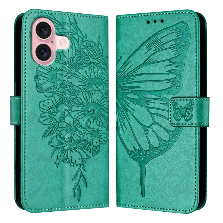 Embossed Butterfly Leather Phone Case, For iPhone 16 Pro Max, For iPhone 16 Pro, For iPhone 16 Plus, For iPhone 16, iPhone 16e, For iPhone 15 Pro Max, For iPhone 15 Pro, For iPhone 15 Plus, For iPhone 15, For iPod Touch 7 / 6 / 5