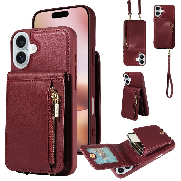 Crossbody Lanyard Zipper Wallet Leather Phone Case, For iPhone 16 Pro Max, For iPhone 16 Pro, For iPhone 16 Plus, For iPhone 16, For iPhone 15 Pro Max, For iPhone 15 Pro, For iPhone 15 Plus, For iPhone 15, For iPhone 14 Plus, For iPhone 14�������������...