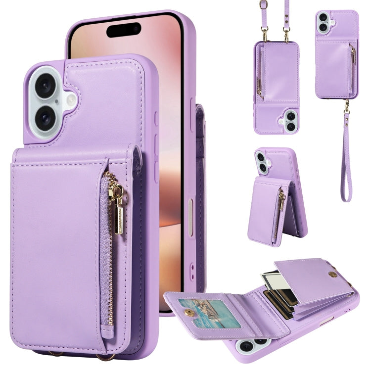 Crossbody Lanyard Zipper Wallet Leather Phone Case, For iPhone 16 Pro Max, For iPhone 16 Pro, For iPhone 16 Plus, For iPhone 16, For iPhone 15 Pro Max, For iPhone 15 Pro, For iPhone 15 Plus, For iPhone 15, For iPhone 14 Plus, For iPhone 14�������������...