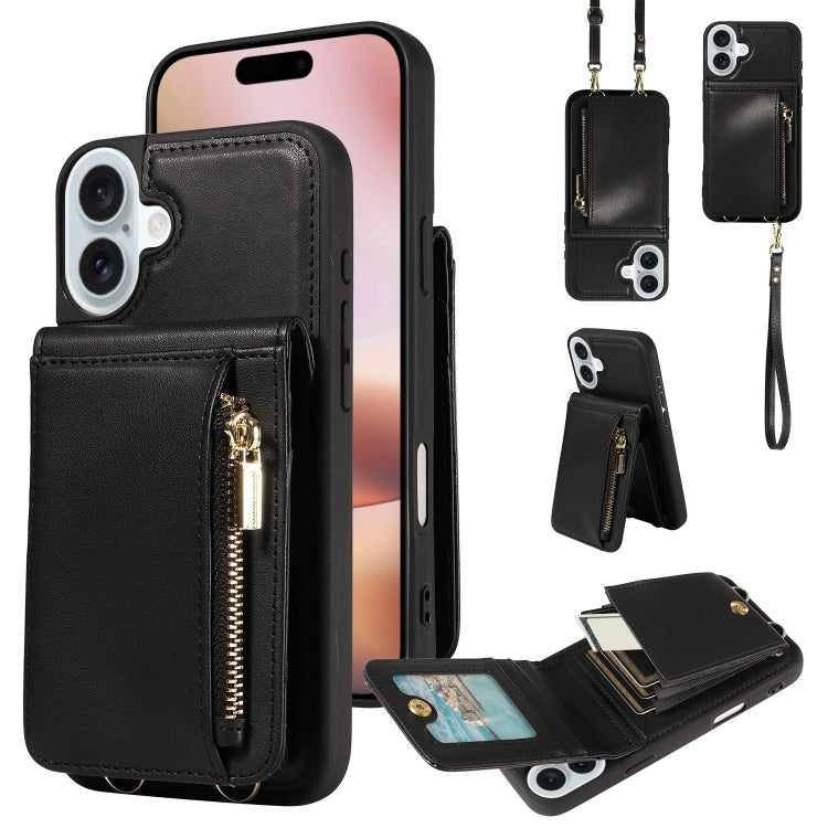 Crossbody Lanyard Zipper Wallet Leather Phone Case, For iPhone 16 Pro Max, For iPhone 16 Pro, For iPhone 16 Plus, For iPhone 16, For iPhone 15 Pro Max, For iPhone 15 Pro, For iPhone 15 Plus, For iPhone 15, For iPhone 14 Plus, For iPhone 14�������������...