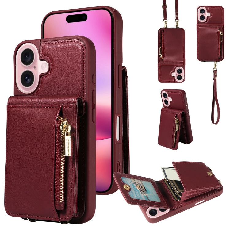 Crossbody Lanyard Zipper Wallet Leather Phone Case, For iPhone 16 Pro Max, For iPhone 16 Pro, For iPhone 16 Plus, For iPhone 16, For iPhone 15 Pro Max, For iPhone 15 Pro, For iPhone 15 Plus, For iPhone 15, For iPhone 14 Plus, For iPhone 14�������������...