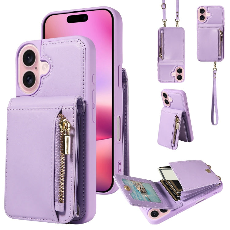 Crossbody Lanyard Zipper Wallet Leather Phone Case, For iPhone 16 Pro Max, For iPhone 16 Pro, For iPhone 16 Plus, For iPhone 16, For iPhone 15 Pro Max, For iPhone 15 Pro, For iPhone 15 Plus, For iPhone 15, For iPhone 14 Plus, For iPhone 14�������������...