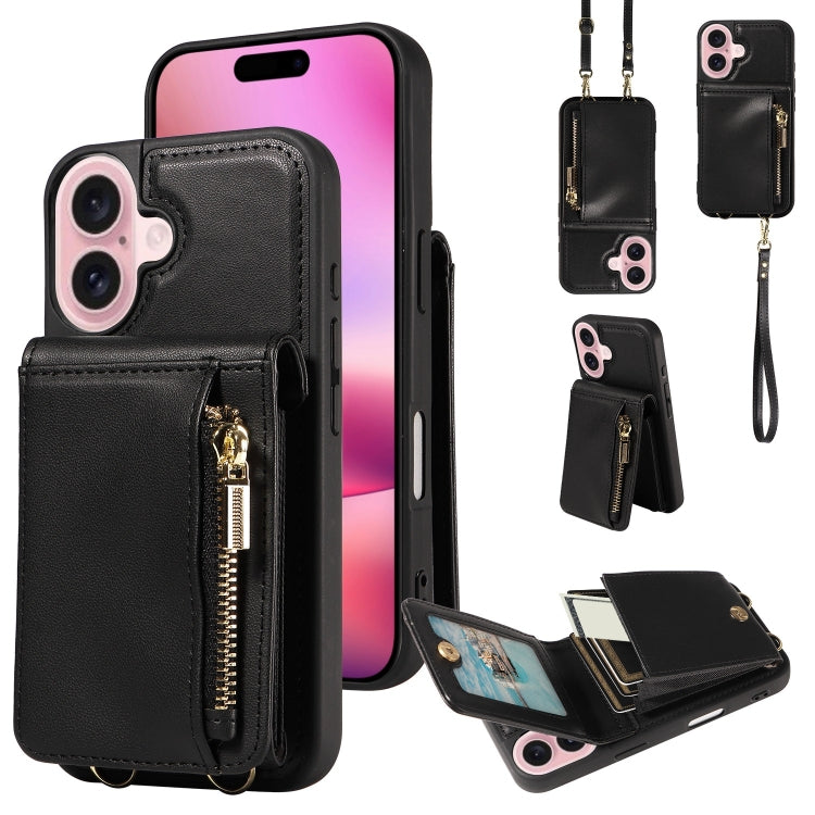 Crossbody Lanyard Zipper Wallet Leather Phone Case, For iPhone 16 Pro Max, For iPhone 16 Pro, For iPhone 16 Plus, For iPhone 16, For iPhone 15 Pro Max, For iPhone 15 Pro, For iPhone 15 Plus, For iPhone 15, For iPhone 14 Plus, For iPhone 14�������������...