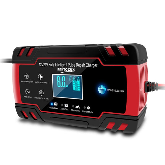 ANHTCzyx 12V 8A  / 24V 4A Automobile Battery Charger Motorcycle Battery Repair Type AGM