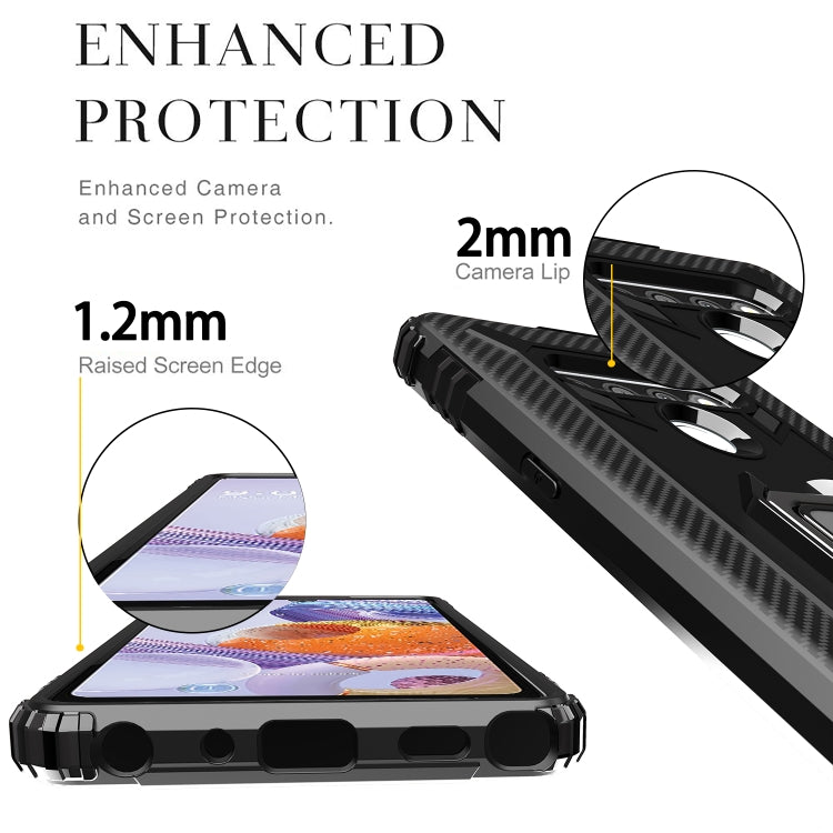 Carbon Fiber Protective Case with 360 Degree Rotating Ring Holder, For LG K51 / Q51, For LG Stylo 6, For Motorola Moto G Stylus, For Google Pixel 4a, For Xiaomi Redmi 10X / Note 9, For Xiaomi Redmi 9, For Huawei nova 5i Pro / Mate 30 Lite / nova 5z����...