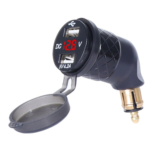 German EU Plug Special Motorcycle Elbow Charger Dual USB Voltmeter 4.2A Charger