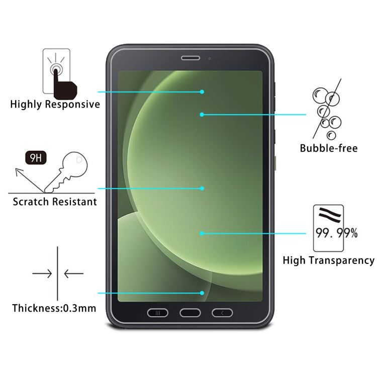 2pcs 9H 0.3mm Explosion-proof Tempered Glass Film, For Samsung Galaxy Tab Active5, For Samsung Galaxy Tab A9 Plus, For Samsung Galaxy Tab A9, For Galaxy Tab Active5 Tactical Edition