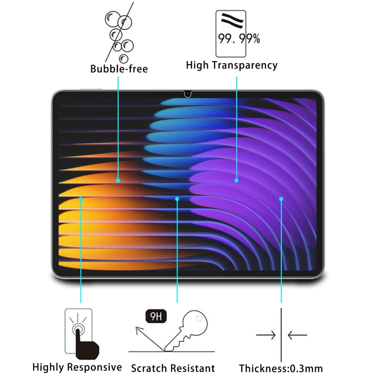 9H 0.3mm Explosion-proof Tempered Glass Film, For Xiaomi Pad 7 / 7 Pro 11.2, For Xiaomi Poco Pad 12.1, For Xiaomi Redmi Pad SE 4G, For Xiaomi Redmi Pad Pro, For Xiaomi Pad 6 Max, For Xiaomi Redmi Pad SE, For Xiaomi Redmi Pad 2, For Xiaomi Redmi Pad M7 11