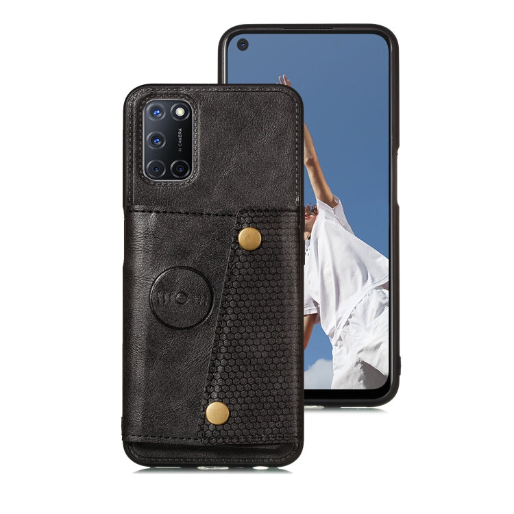 Double Buckle PU + TPU Shockproof Magnetic Protective Case with Card Slot, For OPPO A52