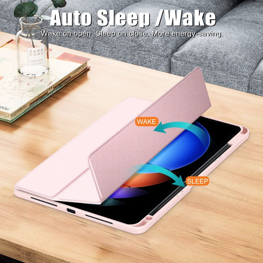 Acrylic 3-Fold Solid Color Smart Leather Tablet Case