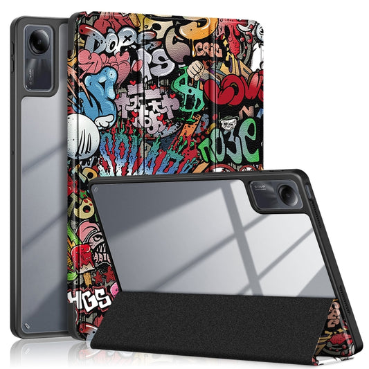Acrylic 3-Fold Painted Smart Leather Tablet Case