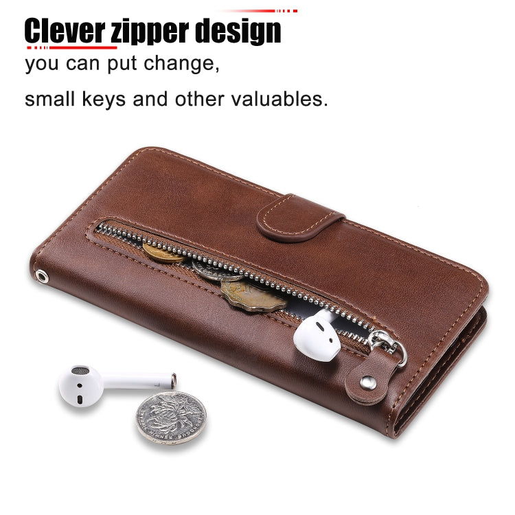 Fashion Calf Texture Zipper Horizontal Flip Leather Case with Stand & Card Slots & Wallet Function, For Huawei P smart 2020, For Huawei P40 Lite (5G) / Nova 7 SE, For Huawei Y5p, For Huawei Y6p