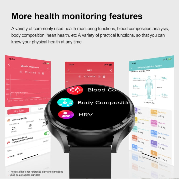 1.43 inch Leather Strap Bluetooth Call Smart Watch Support ECG / Non-invasive Blood Sugar
