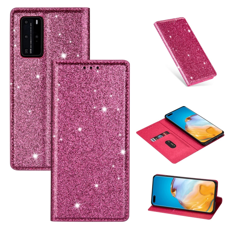 Ultrathin Glitter Magnetic Horizontal Flip Leather Case with Holder & Card Slots, For Huawei P40 Lite, For Huawei P40, For Huawei P40 Pro, For Huawei Mate 20 Pro, For Huawei Mate 10 Lite, For Huawei Mate 10 Pro, For Huawei Mate 20, For Huawei Mate 20 L...