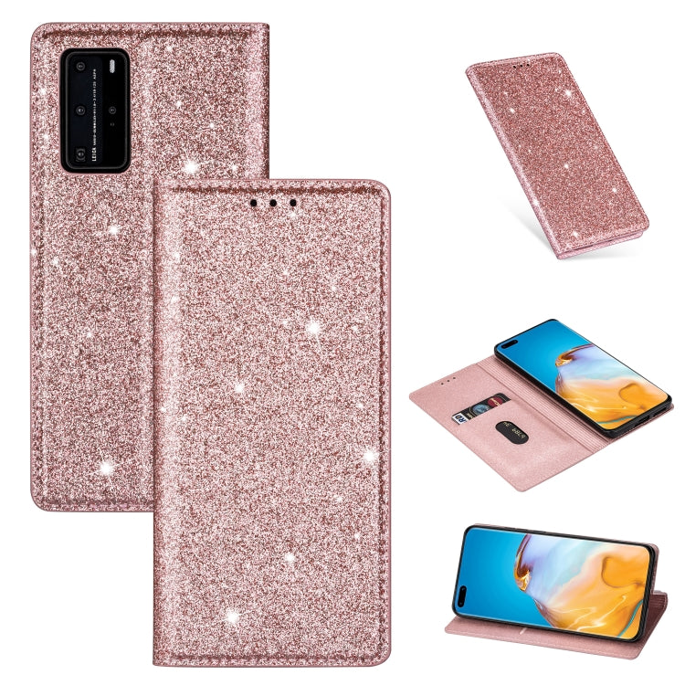 Ultrathin Glitter Magnetic Horizontal Flip Leather Case with Holder & Card Slots, For Huawei P40 Lite, For Huawei P40, For Huawei P40 Pro, For Huawei Mate 20 Pro, For Huawei Mate 10 Lite, For Huawei Mate 10 Pro, For Huawei Mate 20, For Huawei Mate 20 L...