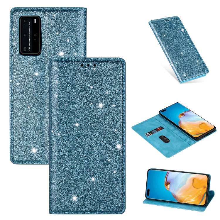 Ultrathin Glitter Magnetic Horizontal Flip Leather Case with Holder & Card Slots, For Huawei P40 Lite, For Huawei P40, For Huawei P40 Pro, For Huawei Mate 20 Pro, For Huawei Mate 10 Lite, For Huawei Mate 10 Pro, For Huawei Mate 20, For Huawei Mate 20 L...