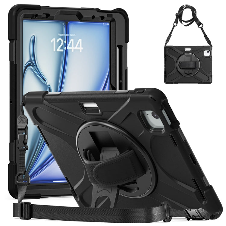 Rotatable Holder Silicone Hybrid PC Tablet Case with Shoulder Strap, For iPad Air 11 2024 / Air 11 2025, For iPad Air 13 2024 / Air 13 2025, For iPad Pro 13 2024, For iPad Pro 11 2024