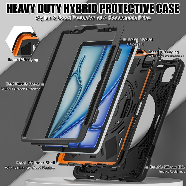 Rotatable Holder Silicone Hybrid PC Tablet Case with Shoulder Strap, For iPad Air 11 2024 / Air 11 2025, For iPad Air 13 2024 / Air 13 2025, For iPad Pro 13 2024, For iPad Pro 11 2024