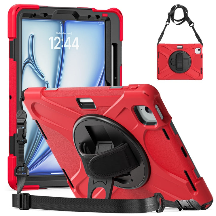 Rotatable Holder Silicone Hybrid PC Tablet Case with Shoulder Strap, For iPad Air 11 2024 / Air 11 2025, For iPad Air 13 2024 / Air 13 2025, For iPad Pro 13 2024, For iPad Pro 11 2024