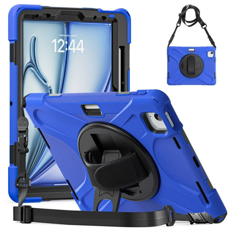 Rotatable Holder Silicone Hybrid PC Tablet Case with Shoulder Strap, For iPad Air 11 2024 / Air 11 2025, For iPad Air 13 2024 / Air 13 2025, For iPad Pro 13 2024, For iPad Pro 11 2024