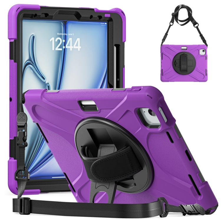 Rotatable Holder Silicone Hybrid PC Tablet Case with Shoulder Strap, For iPad Air 11 2024 / Air 11 2025, For iPad Air 13 2024 / Air 13 2025, For iPad Pro 13 2024, For iPad Pro 11 2024