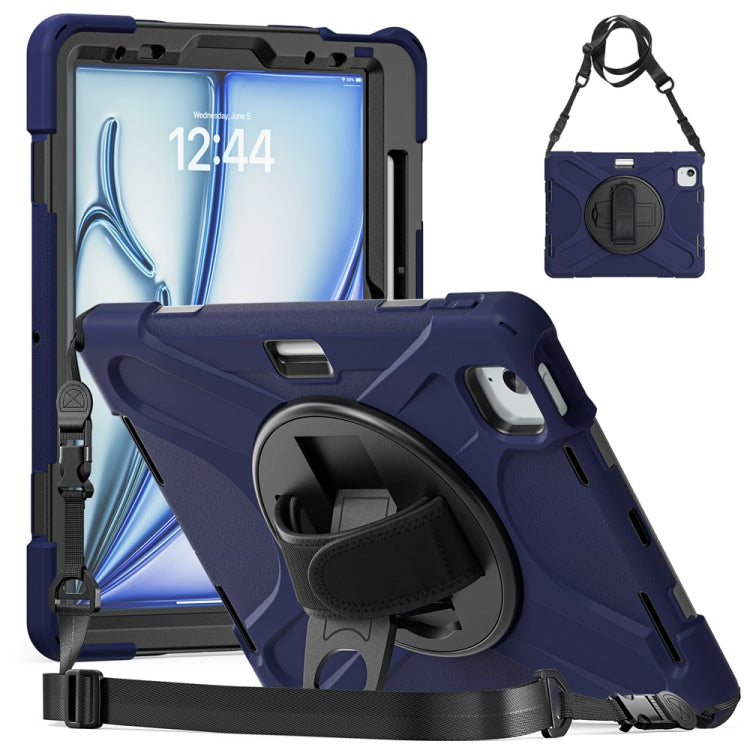 Rotatable Holder Silicone Hybrid PC Tablet Case with Shoulder Strap, For iPad Air 11 2024 / Air 11 2025, For iPad Air 13 2024 / Air 13 2025, For iPad Pro 13 2024, For iPad Pro 11 2024