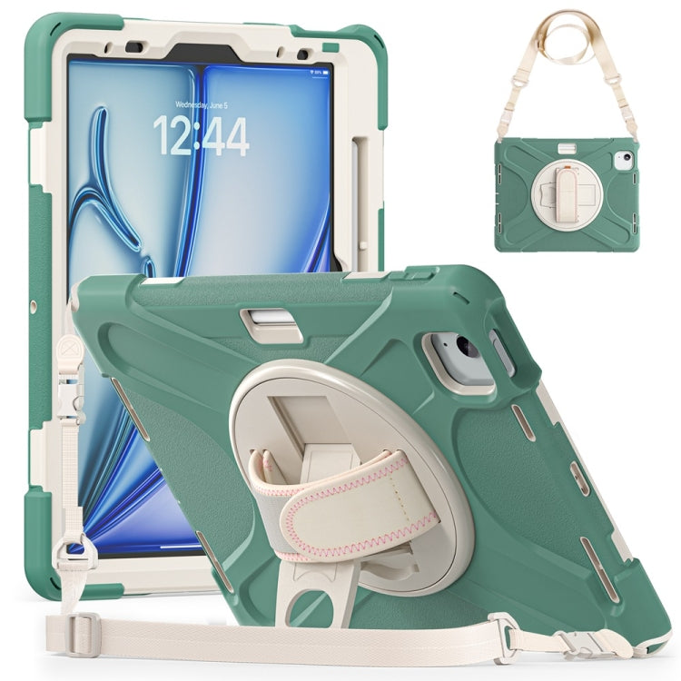 Rotatable Holder Silicone Hybrid PC Tablet Case with Shoulder Strap, For iPad Air 11 2024 / Air 11 2025, For iPad Air 13 2024 / Air 13 2025, For iPad Pro 13 2024, For iPad Pro 11 2024