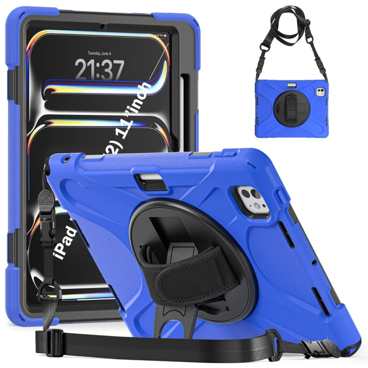 Rotatable Holder Silicone Hybrid PC Tablet Case with Shoulder Strap, For iPad Air 11 2024 / Air 11 2025, For iPad Air 13 2024 / Air 13 2025, For iPad Pro 13 2024, For iPad Pro 11 2024