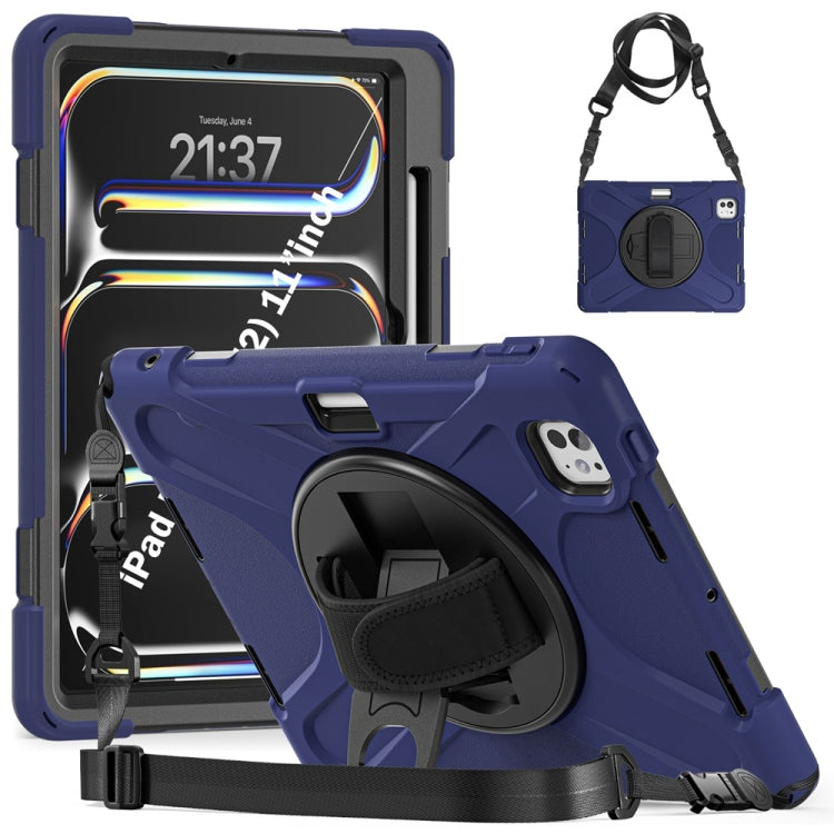 Rotatable Holder Silicone Hybrid PC Tablet Case with Shoulder Strap, For iPad Air 11 2024 / Air 11 2025, For iPad Air 13 2024 / Air 13 2025, For iPad Pro 13 2024, For iPad Pro 11 2024