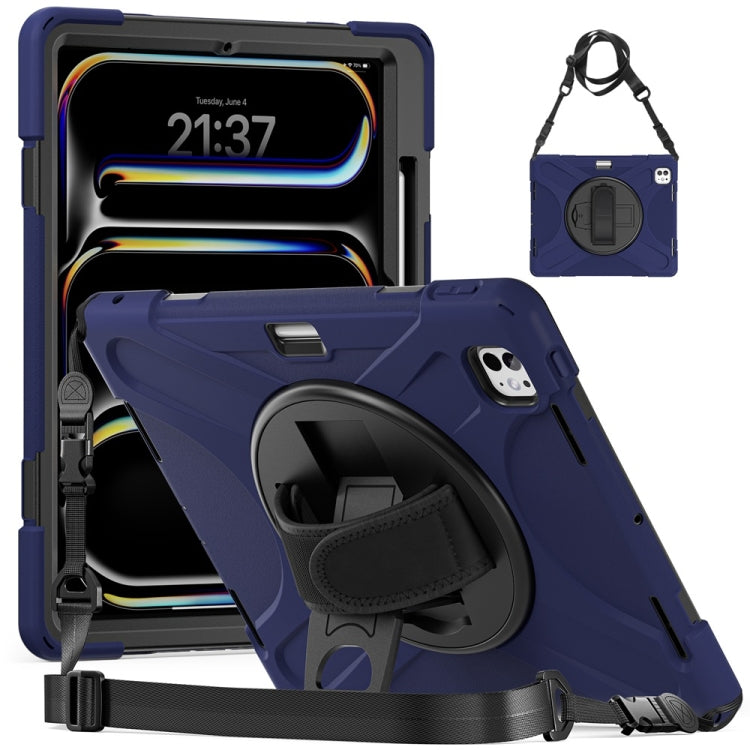 Rotatable Holder Silicone Hybrid PC Tablet Case with Shoulder Strap, For iPad Air 11 2024 / Air 11 2025, For iPad Air 13 2024 / Air 13 2025, For iPad Pro 13 2024, For iPad Pro 11 2024