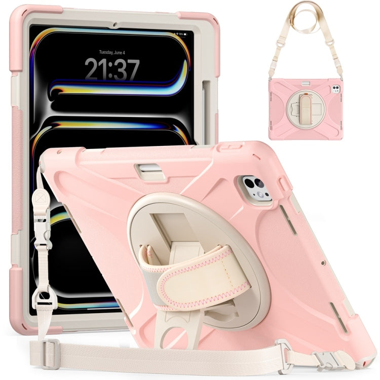 Rotatable Holder Silicone Hybrid PC Tablet Case with Shoulder Strap, For iPad Air 11 2024 / Air 11 2025, For iPad Air 13 2024 / Air 13 2025, For iPad Pro 13 2024, For iPad Pro 11 2024