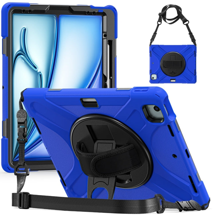 Rotatable Holder Silicone Hybrid PC Tablet Case with Shoulder Strap, For iPad Air 11 2024 / Air 11 2025, For iPad Air 13 2024 / Air 13 2025, For iPad Pro 13 2024, For iPad Pro 11 2024