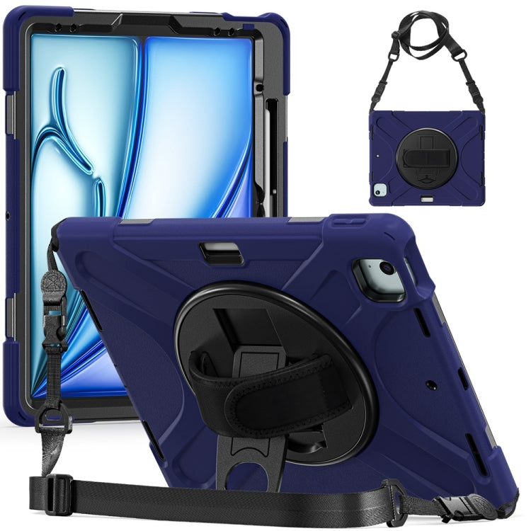 Rotatable Holder Silicone Hybrid PC Tablet Case with Shoulder Strap, For iPad Air 11 2024 / Air 11 2025, For iPad Air 13 2024 / Air 13 2025, For iPad Pro 13 2024, For iPad Pro 11 2024