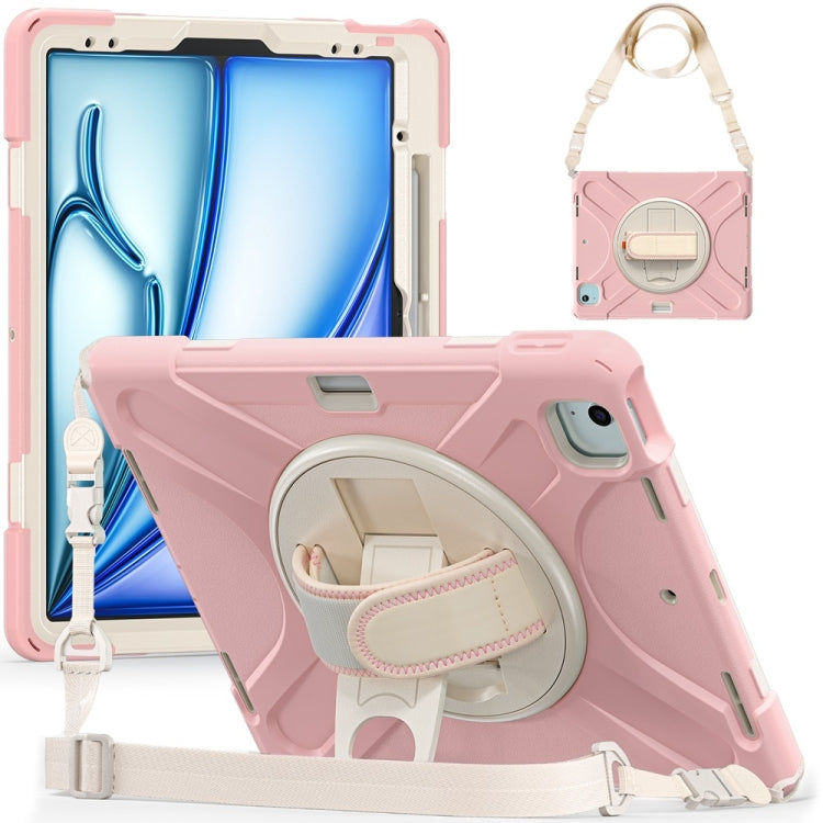 Rotatable Holder Silicone Hybrid PC Tablet Case with Shoulder Strap, For iPad Air 11 2024 / Air 11 2025, For iPad Air 13 2024 / Air 13 2025, For iPad Pro 13 2024, For iPad Pro 11 2024