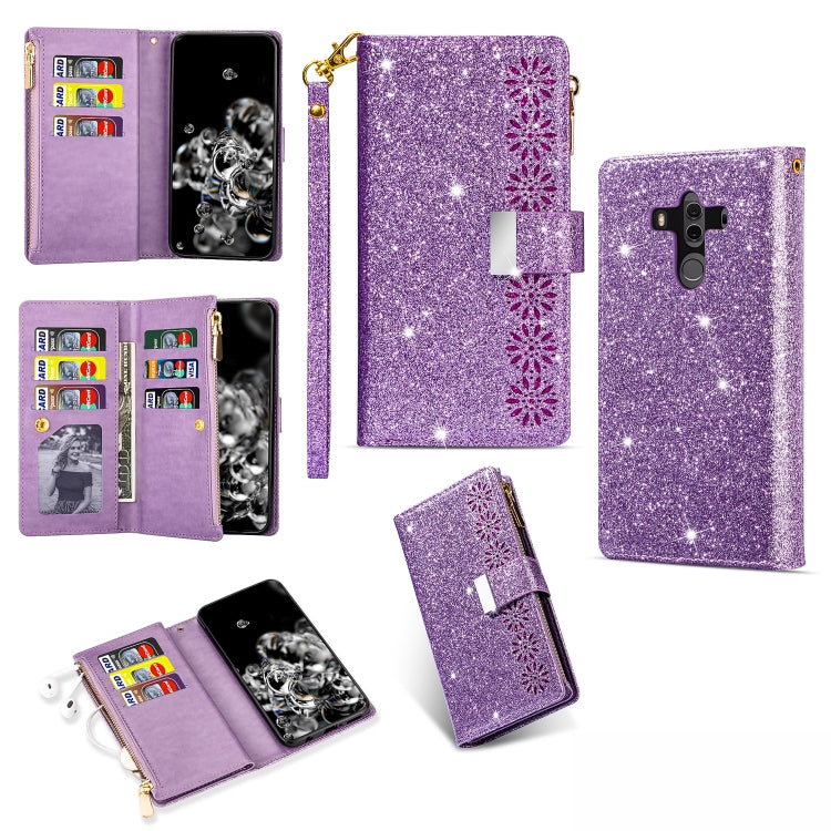 Multi-card Slots Starry Sky Laser Carving Glitter Zipper Horizontal Flip Leather Case with Holder & Wallet & Lanyard, For Huawei Mate 10 Lite, For Huawei Mate 10 Pro, For Huawei Mate 20, For Huawei Mate 20 lite, For Huawei Mate 20 Pro, For Huawei P20 l...