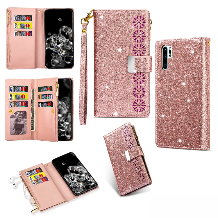 Multi-card Slots Starry Sky Laser Carving Glitter Zipper Horizontal Flip Leather Case with Holder & Wallet & Lanyard, For Huawei Mate 10 Lite, For Huawei Mate 10 Pro, For Huawei Mate 20, For Huawei Mate 20 lite, For Huawei Mate 20 Pro, For Huawei P20 l...