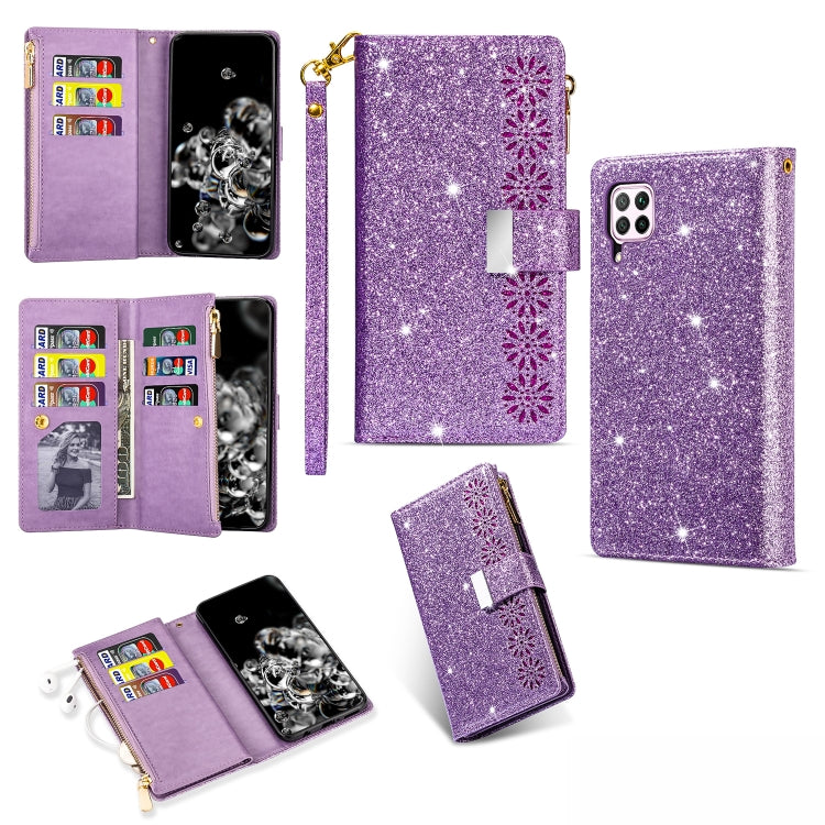 Multi-card Slots Starry Sky Laser Carving Glitter Zipper Horizontal Flip Leather Case with Holder & Wallet & Lanyard, For Huawei Mate 10 Lite, For Huawei Mate 10 Pro, For Huawei Mate 20, For Huawei Mate 20 lite, For Huawei Mate 20 Pro, For Huawei P20 l...