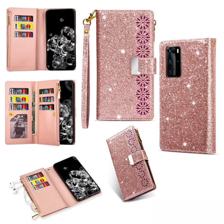 Multi-card Slots Starry Sky Laser Carving Glitter Zipper Horizontal Flip Leather Case with Holder & Wallet & Lanyard, For Huawei Mate 10 Lite, For Huawei Mate 10 Pro, For Huawei Mate 20, For Huawei Mate 20 lite, For Huawei Mate 20 Pro, For Huawei P20 l...