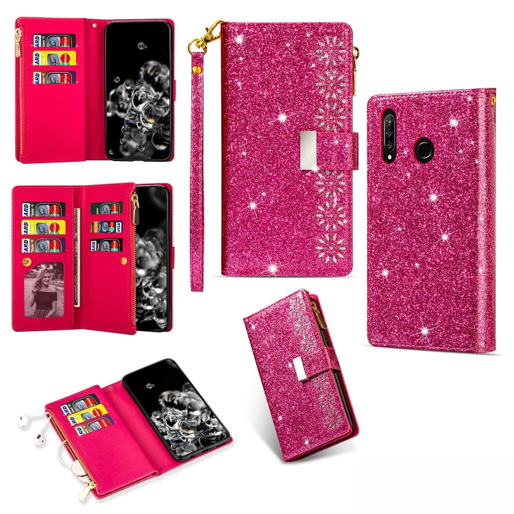 Multi-card Slots Starry Sky Laser Carving Glitter Zipper Horizontal Flip Leather Case with Holder & Wallet & Lanyard, For Huawei Mate 10 Lite, For Huawei Mate 10 Pro, For Huawei Mate 20, For Huawei Mate 20 lite, For Huawei Mate 20 Pro, For Huawei P20 l...