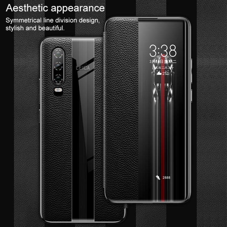 Genuine Leather Smart Flip Protective Case, For Huawei P30 Pro
