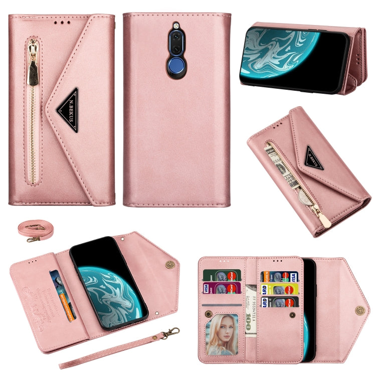 Skin Feel Zipper Horizontal Flip Leather Case with Holder & Card Slots & Photo Frame & Lanyard & Long Rope, For Huawei Mate 10 Lite, For Huawei Mate 10 Pro, For Huawei Mate 20, For Huawei P20, For Huawei P20 Pro, For Huawei P30, For Huawei P30 Lite����...
