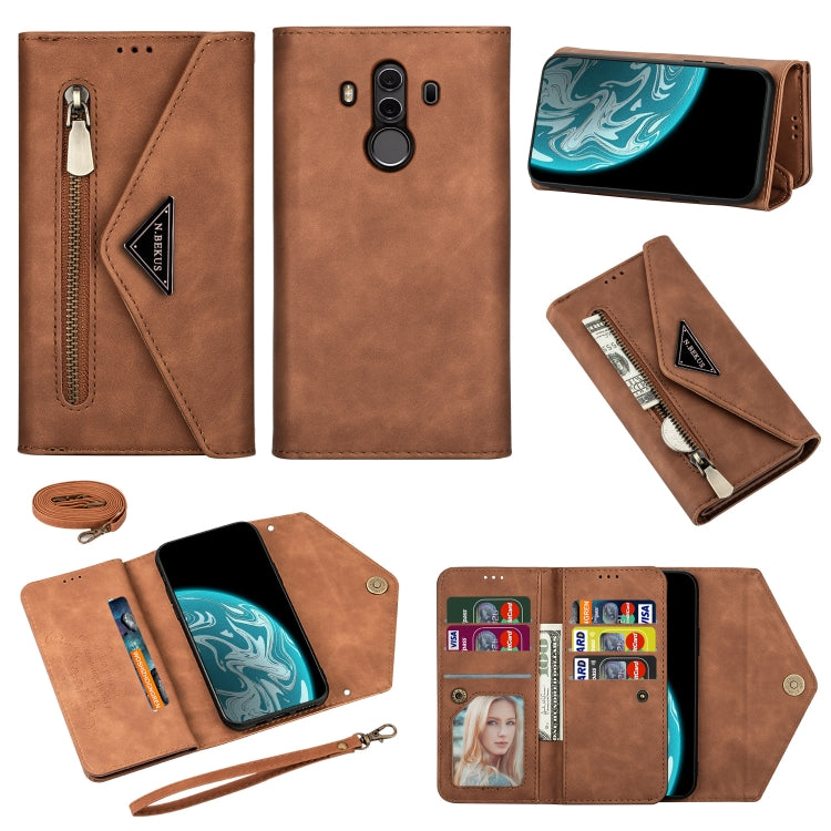Skin Feel Zipper Horizontal Flip Leather Case with Holder & Card Slots & Photo Frame & Lanyard & Long Rope, For Huawei Mate 10 Lite, For Huawei Mate 10 Pro, For Huawei Mate 20, For Huawei P20, For Huawei P20 Pro, For Huawei P30, For Huawei P30 Lite����...