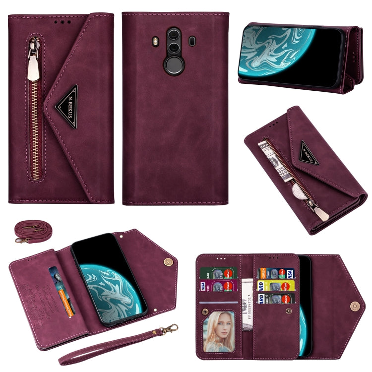 Skin Feel Zipper Horizontal Flip Leather Case with Holder & Card Slots & Photo Frame & Lanyard & Long Rope, For Huawei Mate 10 Lite, For Huawei Mate 10 Pro, For Huawei Mate 20, For Huawei P20, For Huawei P20 Pro, For Huawei P30, For Huawei P30 Lite����...