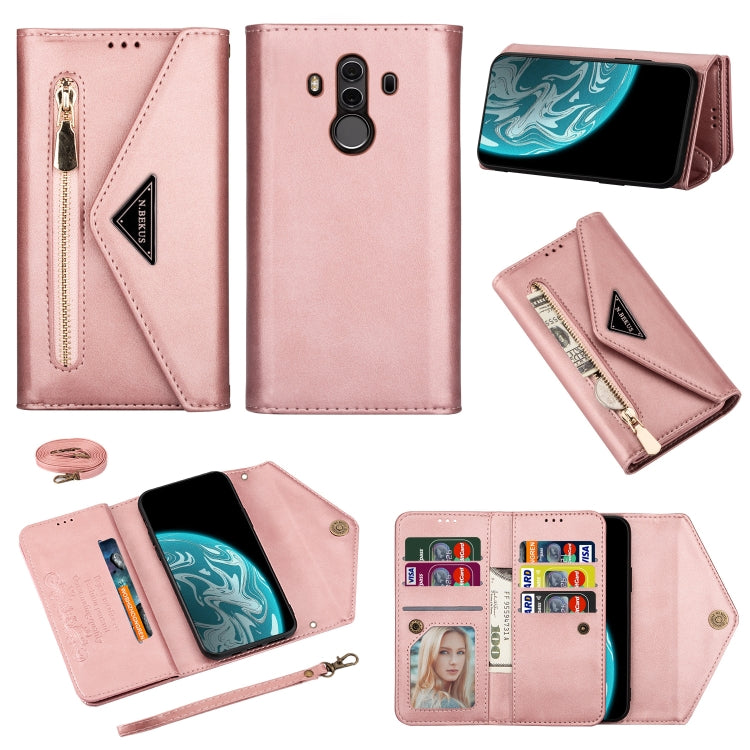 Skin Feel Zipper Horizontal Flip Leather Case with Holder & Card Slots & Photo Frame & Lanyard & Long Rope, For Huawei Mate 10 Lite, For Huawei Mate 10 Pro, For Huawei Mate 20, For Huawei P20, For Huawei P20 Pro, For Huawei P30, For Huawei P30 Lite����...