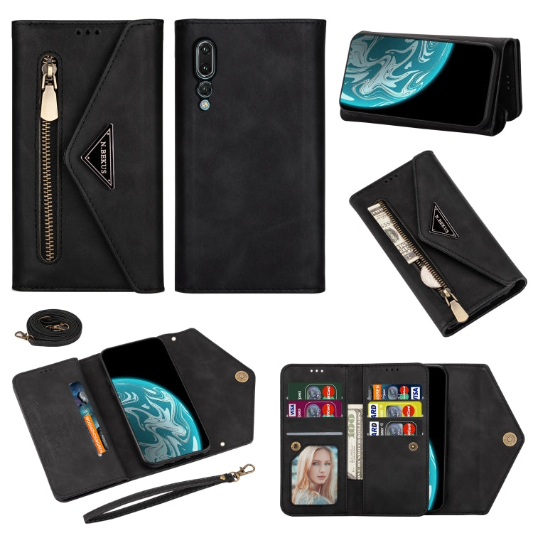 Skin Feel Zipper Horizontal Flip Leather Case with Holder & Card Slots & Photo Frame & Lanyard & Long Rope, For Huawei Mate 10 Lite, For Huawei Mate 10 Pro, For Huawei Mate 20, For Huawei P20, For Huawei P20 Pro, For Huawei P30, For Huawei P30 Lite����...