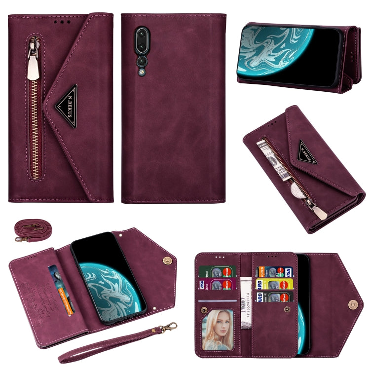 Skin Feel Zipper Horizontal Flip Leather Case with Holder & Card Slots & Photo Frame & Lanyard & Long Rope, For Huawei Mate 10 Lite, For Huawei Mate 10 Pro, For Huawei Mate 20, For Huawei P20, For Huawei P20 Pro, For Huawei P30, For Huawei P30 Lite����...