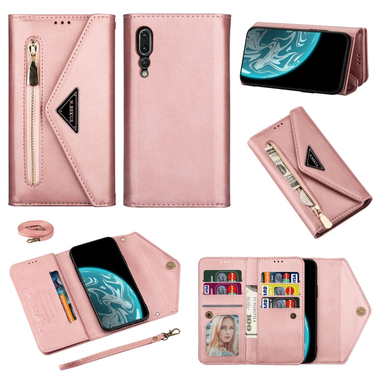 Skin Feel Zipper Horizontal Flip Leather Case with Holder & Card Slots & Photo Frame & Lanyard & Long Rope, For Huawei Mate 10 Lite, For Huawei Mate 10 Pro, For Huawei Mate 20, For Huawei P20, For Huawei P20 Pro, For Huawei P30, For Huawei P30 Lite����...