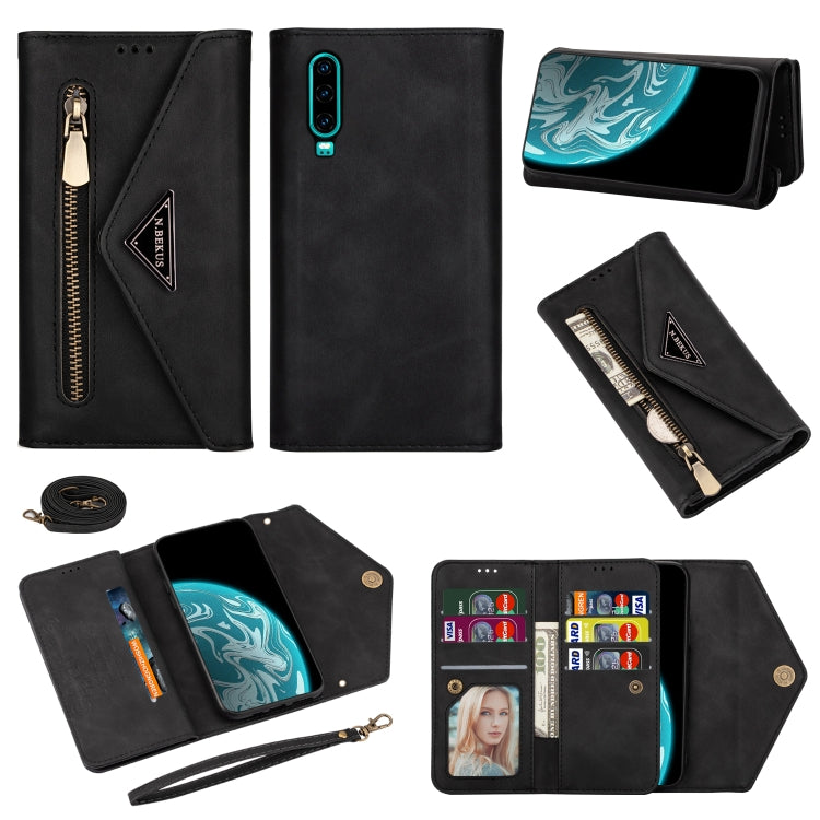 Skin Feel Zipper Horizontal Flip Leather Case with Holder & Card Slots & Photo Frame & Lanyard & Long Rope, For Huawei Mate 10 Lite, For Huawei Mate 10 Pro, For Huawei Mate 20, For Huawei P20, For Huawei P20 Pro, For Huawei P30, For Huawei P30 Lite����...