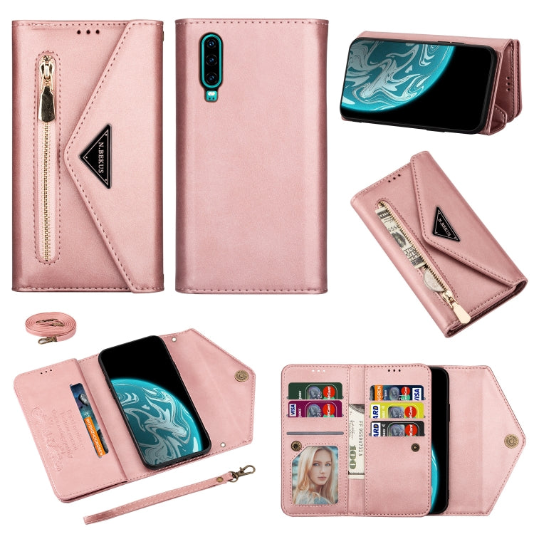 Skin Feel Zipper Horizontal Flip Leather Case with Holder & Card Slots & Photo Frame & Lanyard & Long Rope, For Huawei Mate 10 Lite, For Huawei Mate 10 Pro, For Huawei Mate 20, For Huawei P20, For Huawei P20 Pro, For Huawei P30, For Huawei P30 Lite����...